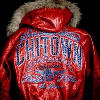 CHITOWN FUR HOODED RED LEATHER JACKET, PELLE PELLE CHITOWN RED