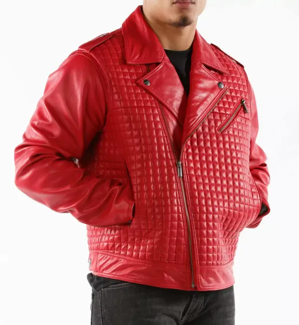 Red Pelle Pelle Biker Leather Jacket