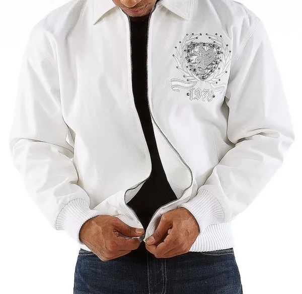 Pelle Pelle White Zipper Wool Jacket