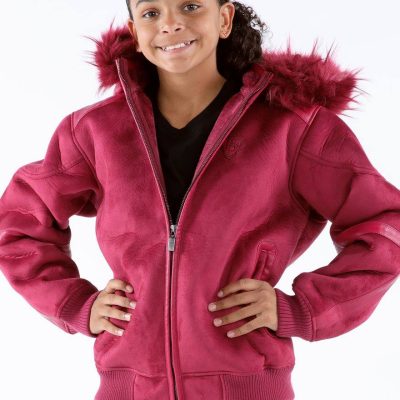 Pelle Pelle Kids Pink Hooded Wool Jacket ,Pelle Pelle Kids Pink Hooded ,Pink Hooded Wool Jacket ,pelle pelle ,kids jacket