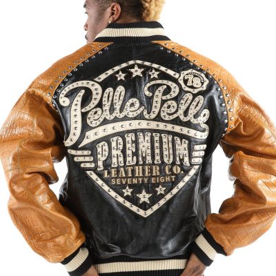 Pelle Pelle Premium Brown Leather Varsity Jacket ,Leather Varsity Jacket