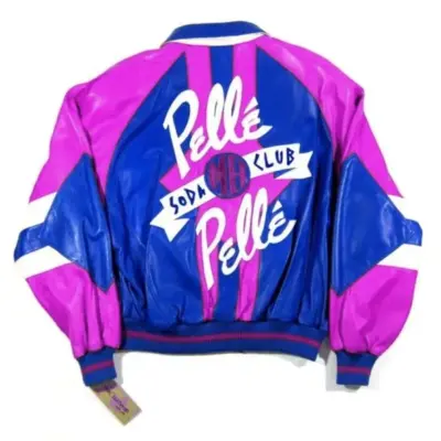 Blue Pink Soda Club Leather Jacket