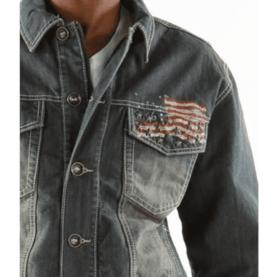 Pelle Pelle Men Denim | Grey Jacket American Flag