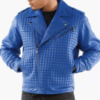 Pelle Pelle Blue Houndstooth Quilted Jacket