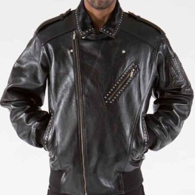 Pelle Pelle Biker Black Leather Fur Jacket