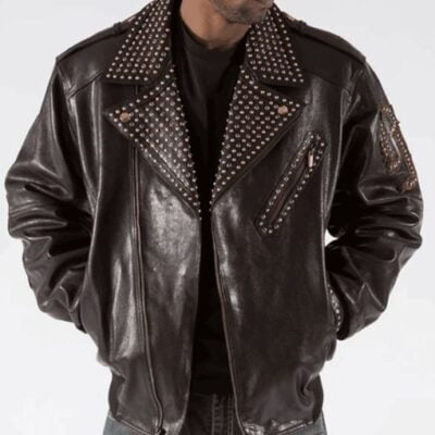 Pelle Pelle Biker Brown Leather Fur Jacket