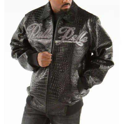 Pelle Pelle Black Scripted Leather Jacket