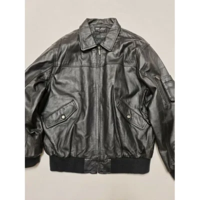 Pelle Pelle Shiny Black Leather Zipper Jacket