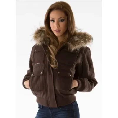 Pelle Pelle Women Brown Fur Hood Jacket