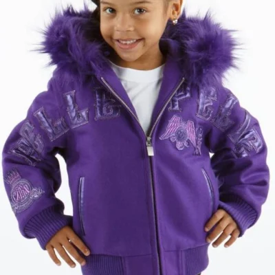 Pelle Pelle Kids Purple Fur Hood Jacket