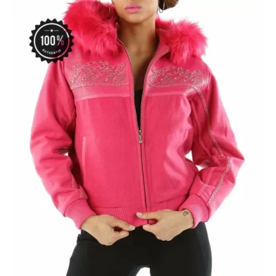Pelle Pelle Pink Fur Hood Wool Jacket
